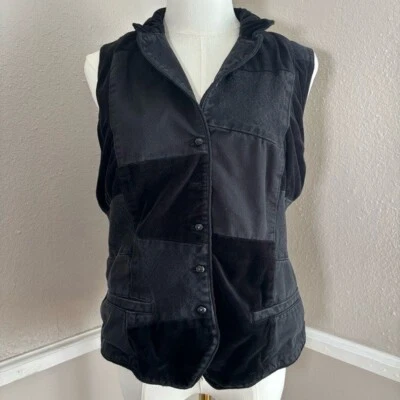 Chaleco Vintage Ralph Lauren Denim Terciopelo Patchwork Negro Talla Grande Foto 1 de 4