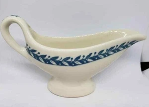 Gravy Boat Vine Leaves Blue Syracuse China O.P.Co. Old Ivory Vintage - Picture 1 of 10