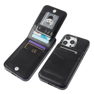 Compatible with iPhone 15 Pro Max Case Wallet with Credit Card Holder, Black - Picture 1 of 7