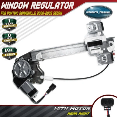 Power Window Regulator w/ Motor for Pontiac Bonneville 2000-2005 Rear Right RH - Image 1 of 4