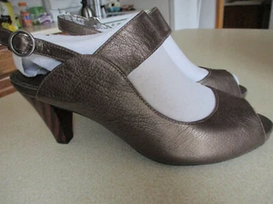 womens indigo by clarks open toe heels 83826 Bronze Leather SZ 9M - Picture 1 of 10