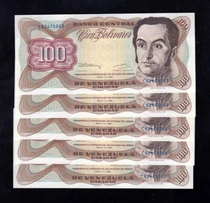 F.C. VENEZUELA , LOTE 5 UNIDADES 100 BOLIVARES 1992 , S/C- ( AUNC ) , P.66d . - Bild 1 von 2