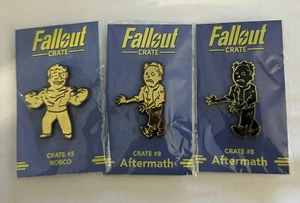 Fallout Loot Crate Vault Boy Perk Pin #5 Robco And Aftermath 3 Pin Set NEW - Picture 1 of 2