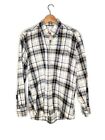 Willsoor Flannel Plaid Shirt in Tan Black and Off-White Size M