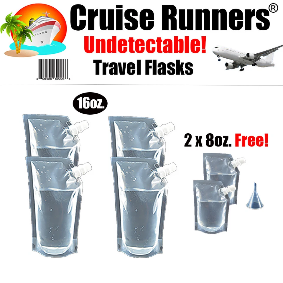 CRUISE RUNNERS RUM RUNNERS Cruise Flask Kit Rum Runners Alcohol Smuggle Liquor Sneak Booze On Cruise Bags