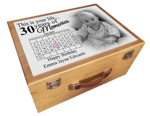 Caja de memoria grande de bambú de lujo de madera, caja de recuerdo de cumpleaños, cofre de almacenamiento. - Imagen 1 de 15