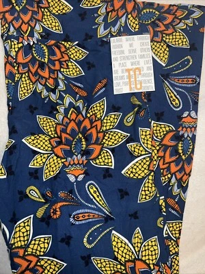 Lularoe TC Tall Curvy Leggings Blue Yellow Orange Damask Paisley 🦄 12-18 New - Image 1 of 4