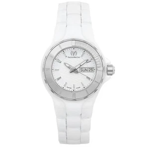 Technomarine Cruise 36mm Ceramic Steel White Dial Day Date Ladies Watch 110022C - Picture 1 of 4