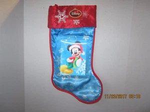 Christmas Disney 18 inch Hologram Mickey Mouse Blue Snowflake Stocking New - Picture 1 of 1