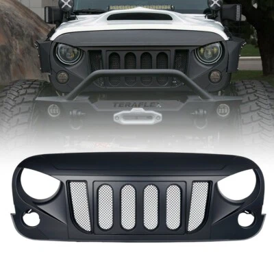 Grelha frontal preta fosca grade frontal com malha para Jeep Wrangler JK 2007-2018 - Imagem 1 de 4