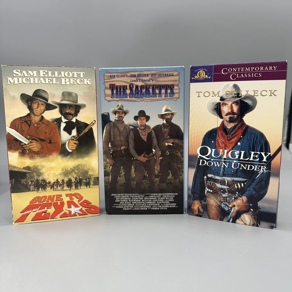 The Sacketts VHS 1991 Sam Elliott Tom Selleck, Quigley Down Under, Gone To Texas - Image 1 of 1