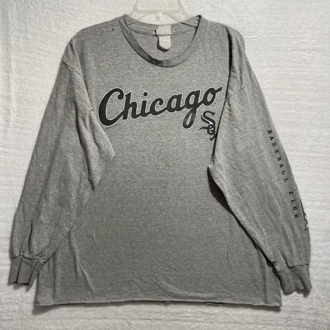Vtg 2007 Chicago White Sox Shirt Mens Large Gray MLB Baseball Long Sleeve Crew Cover