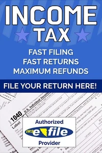 Income Tax poster Authorized E-file Provider Advertising Poster sign 24"x36" - Picture 1 of 4