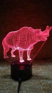 3D Dinosaur USB 5 Color Changing LED Night Light Desk Table Lamp  Outlet adapter