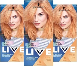 Schwarzkopf Live Pretty Pastels Perfect Peach Semi Permanent Hair Dye 3 PACK . - Picture 1 of 1