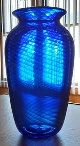 Hand-crafted Cobalt Blue Swirl Vase Signed By G. Rice 2010 - Picture 1 of 8