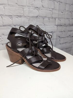 Sol Sana "Rudey" 棕色皮革角斗士凉鞋粗跟女式 38/7.5 码 — 第 1/4 张图片