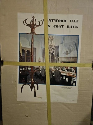 Bentwood Hat And Coat Rack w/Built In Umbrella Stand Wood/Plastic MCM New  - Image 1 of 4