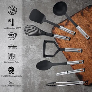 Cooking Utensil Set 23 Piece Stainless Steel Heat Resistant Kitchen Gadget Tool - Imagen 1 de 11