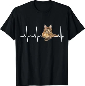 Maine Coon TShirt - Katzenliebhaber Herzschlag Geschenk Unisex T-Shirt - Bild 1 von 3