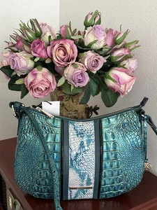 Neu mit Etikett Brahmin Shayna-Pfau schimmernde Leder-Umhängetasche 285 $ - Bild 1 von 4