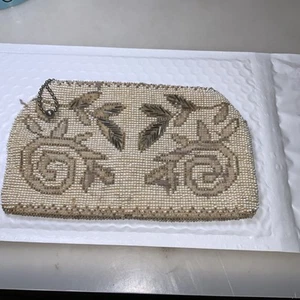 Vintage Beaded Zippered Clutch Purse With Hand Strap Made In Czechoslovakia - Picture 1 of 8