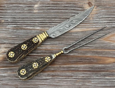 Gamsjaga Fuhrmannsbesteck GJ84 Damast Hirschhorn - Bild 1 von 4