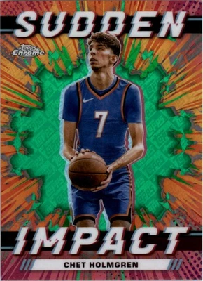 2023-24 Topps Chrome Sudden Impact Green Topps Refractors SI23 Chet Holmgren BSK - Image 1 of 2