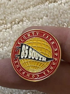 Eighty Five South 85 Apparel Company Pin Pinback Advertisement Gold Red Enamel - Picture 1 of 6
