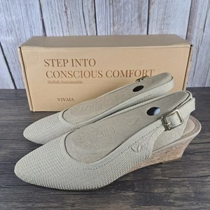 Vivaia Tamia Damen-Sandalen mandelfarben Fersenriemen Keilabsatz Häkel Größe 7-7,5 (neu im Karton) - Bild 1 von 8