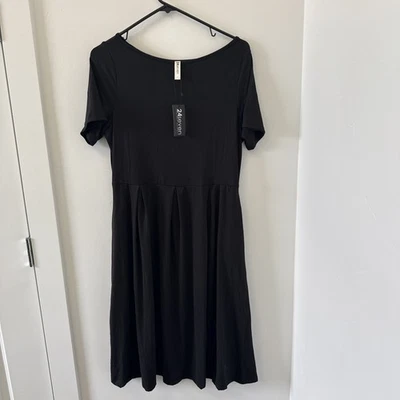 24 Seven Dress Womens  Size Large Black Short Sleeve New — 第 1/3 张图片