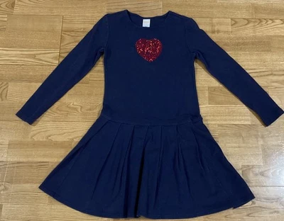 Girl's Gymboree Navy Dress w/Red Sequin Heart Size 10 EUC - Image 1 of 4