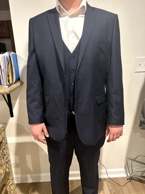 Traje de tres piezas azul ideal para hombre con chaleco 48R chaqueta 42R pantalones Foto 1 de 4