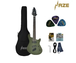 Haze 7-String Fanned Fret Built-in Preamp HAX Electric Guitar - Green HAZE7FFMGS - Picture 1 of 14