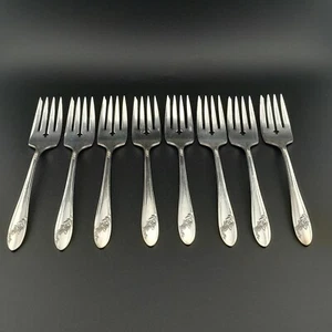 Oneida Community Tudor Teller QUEEN BESS II, 1946 - 8 Salatgabeln 6,5" - Bild 1 von 24