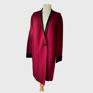 WINSER LONDON Coatigan Large Burgundy & Black Wool Blend Pockets Knitted  BNWT - Picture 1 of 17
