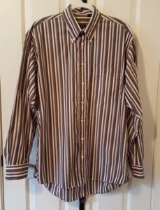 Burberry London Men's Button Down Dress Shirt Sz L Purple Brown White Striped - Picture 1 of 8