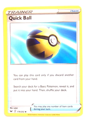 Quick Ball 179/202 (NM, Pokemon Card, Sword & Shield, Item, Uncommon) - Image 1 of 2