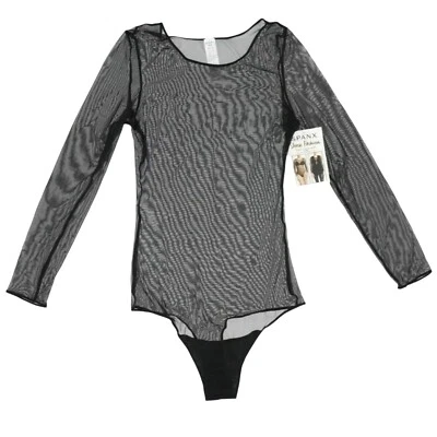 Spanx Mesh Bodysuit Thong Black Long Sleeve Lightweight Sheer Fashion 20119R - Image 1 of 4
