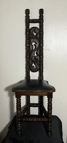 Late 20th Century Vintage Spanish Jacobean Prayer Hall Chair Cover