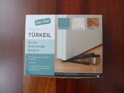 Türstopper Türkeil Gummikeil Fensterkeil Gummi Edelstahl 2.weier Set - Bild 1 von 2