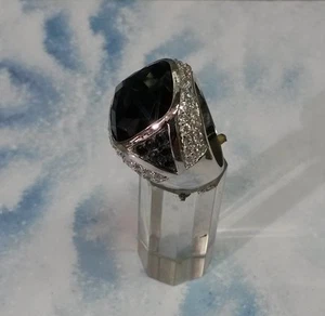 Chevalière Rhodié T58 Onyx et Diamant Cz 12 Gr Argent Massif 925 Dolly-Bijoux - Picture 1 of 11