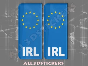 2x3D Pegatina Resina Cúpula Euro IRLANDA Matrícula Coche Insignia Adhesivo Calcomanía - Imagen 1 de 1