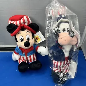 Disney Neu mit Etikett Mickey & Goofy Uncle Sam Sitzsack Plüsch 4. Juli Unabhängigkeitstag - Bild 1 von 4