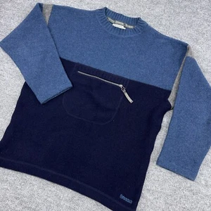 Maglione Vintage Pescatore Fuori Irlanda Uomo L Colorblock Zip Tasca *LEGGI BUCO* - Foto 1 di 11