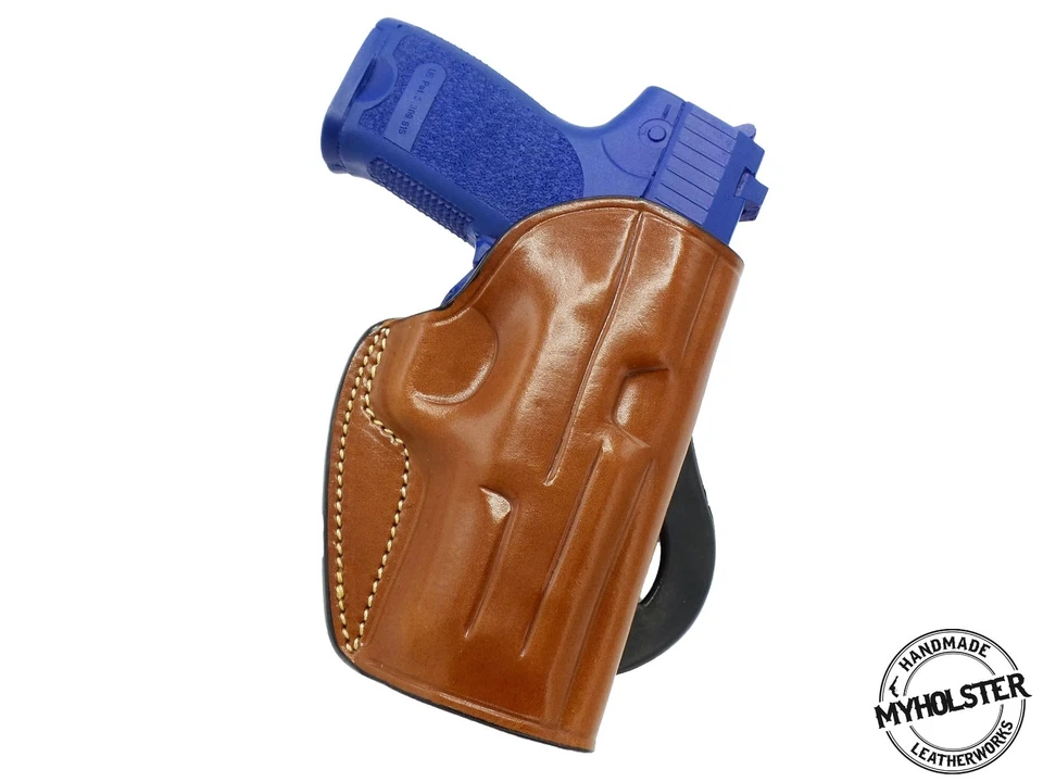 OWB Quick Draw Right Hand Leather Paddle Holster Fits Sig Sauer P320 Compact 9mm - Image 1 of 2