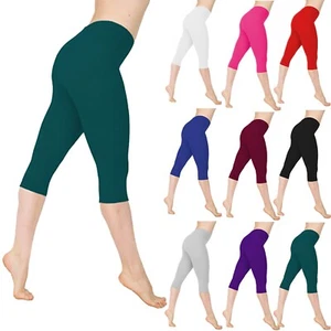 Women's Soft Capri Legging High Waisted Tummy Control Workout Running Yoga Pants - Picture 1 of 54