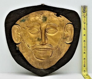 Greece Mask  Agamemnon Mycenae City Reproduction Brass Funeral Mask c16 Cent BC  - Picture 1 of 9