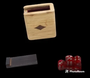 Big Stakes Dice Game Cup Carrier 5 Dice Vintage Red Velvet Lined Wooden Inlay - Picture 1 of 1