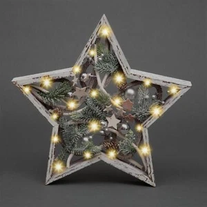 Christmas Table Decorations Pre lit Wooden Rustic Star Xmas Gift Home Decor 42Cm - Picture 1 of 7